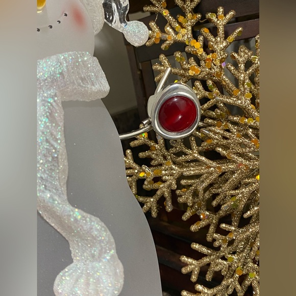 Antique Sterling Silver Deep Ruby Red Unisex Statement Cocktail Ring-Size 9 - Picture 10 of 10